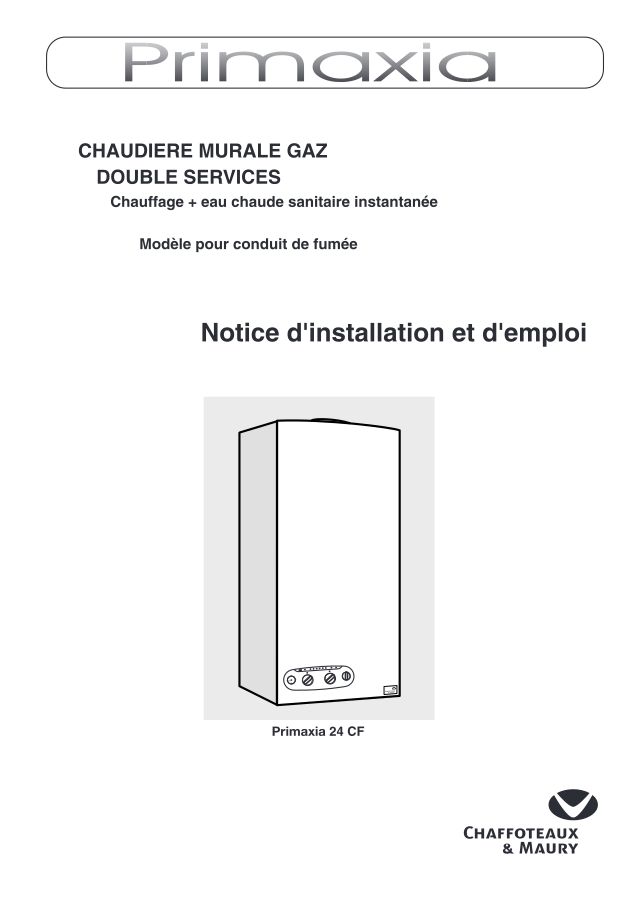 Première page : Notice d'utilisation Chaffoteaux PRIMAXIA 24 CF N FR