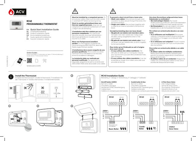 Premiere page : Notice d'installation ACV RC40