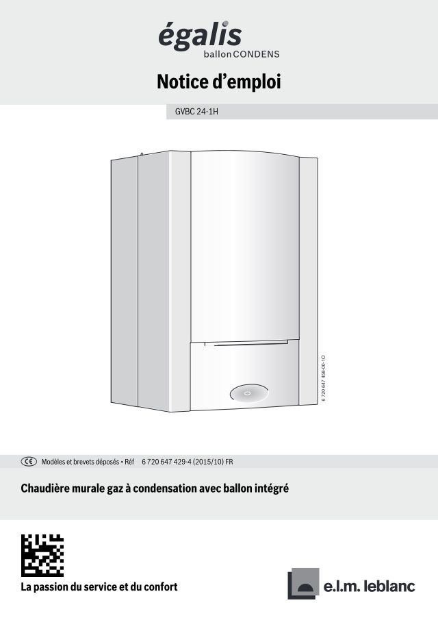 Première page : Notice d'utilisation Elm Leblanc EGALIS CONDENS GVB C 24-1HN