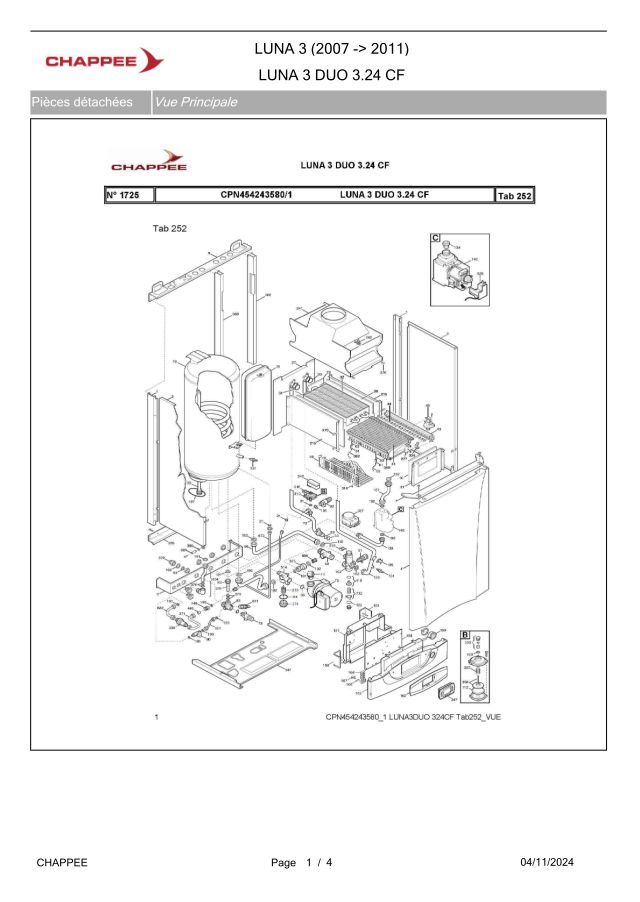 Première page : Pièces détachées Chappee LUNA 3 DUO 3.24 CF