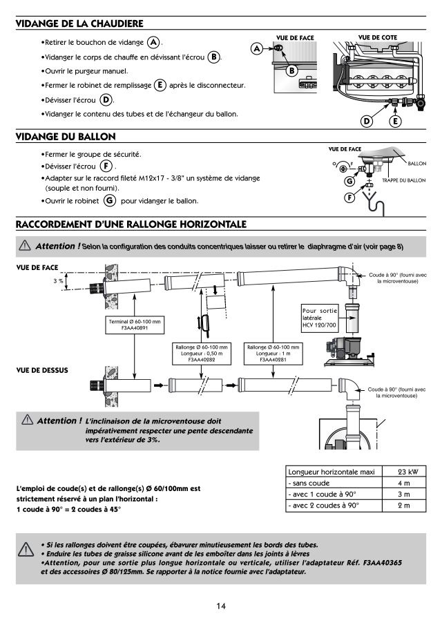 Première page : Notice de maintenance Frisquet HYDROCONFORT VENT 23 KW 120/700 @9628000-0009000