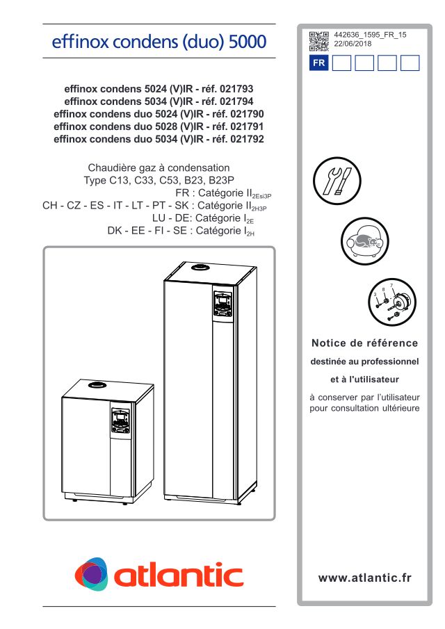 Première page : Notice d'installation Atlantic EFFINOX CONDENS DUO 5034