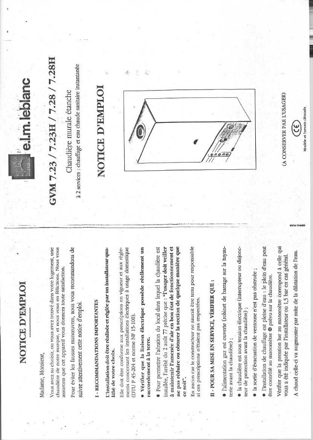 Premiere page : Notice d'utilisation Elm Leblanc GVM 7.23 HA