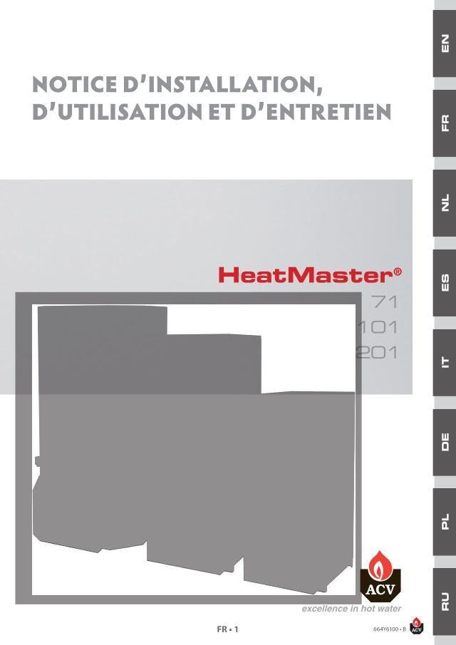Première page : Notice d'installation ACV HM 71