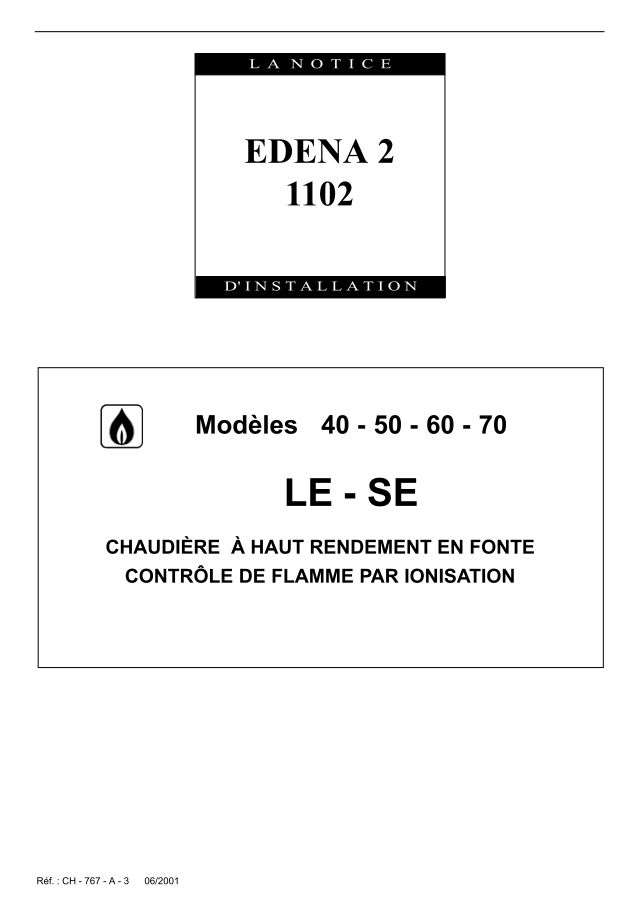 Première page : Notice d'installation Chappee EDENA 2 1002/40 LE