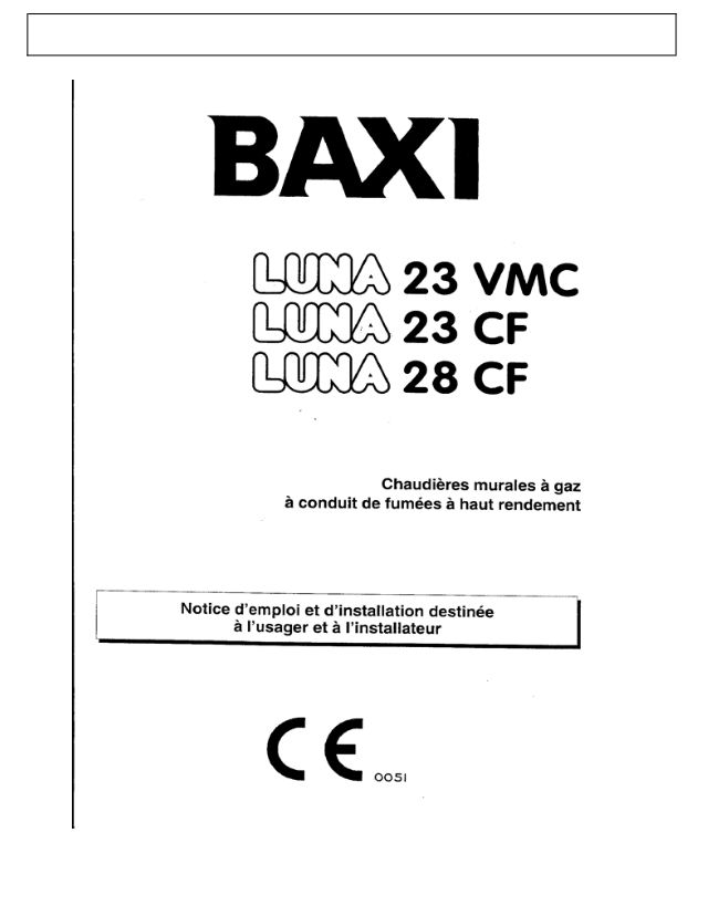 Première page : Notice d'utilisation Chappee LUNA 23 CF