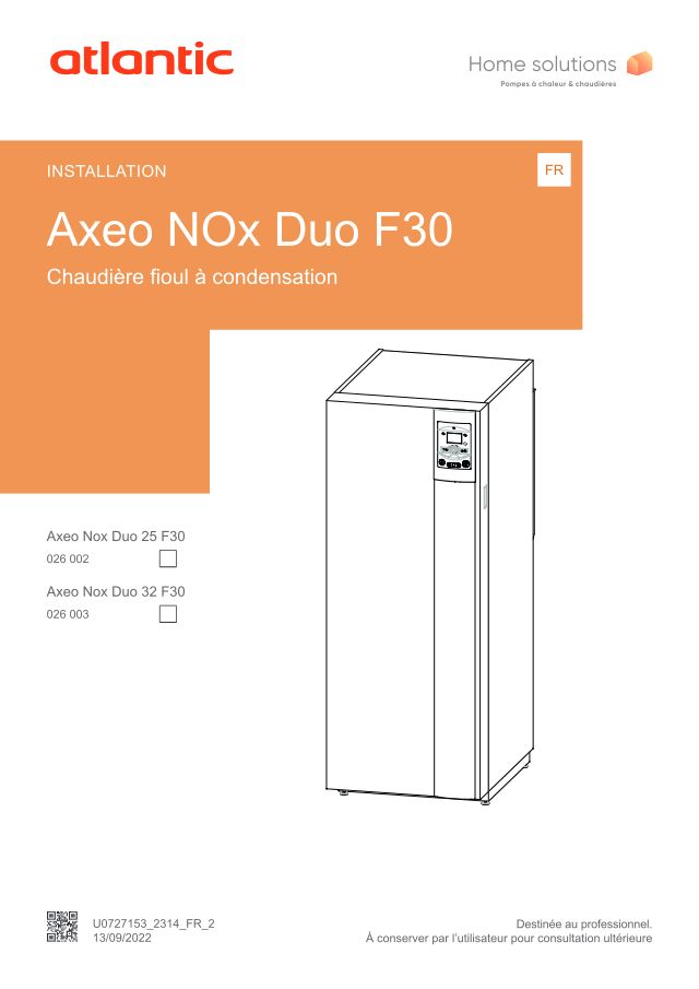 Premiere page : Notice d'installation Atlantic AXEO NOX DUO 25 F30 (026002)
