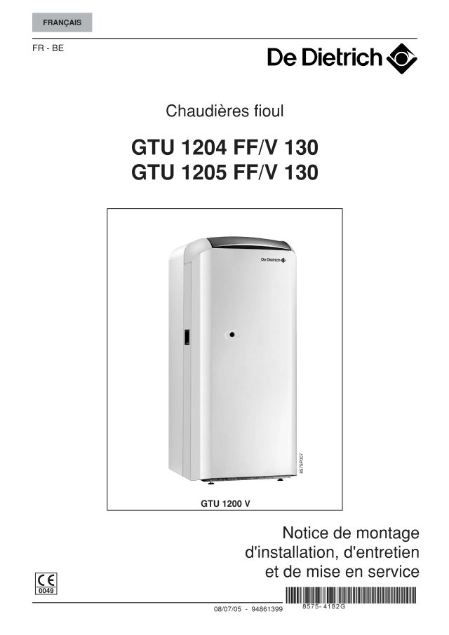 Premiere page : Notice d'installation De Dietrich GTU 1204 FF/V130