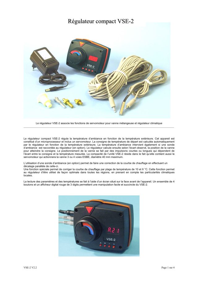 Première page : Notice d'utilisation ACV VSE-2
