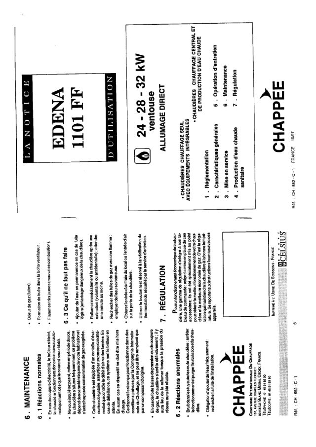 Premiere page : Notice d'utilisation Chappee EDENA PROGRESS 1101 / 28 FFB (C1PR28FF1)