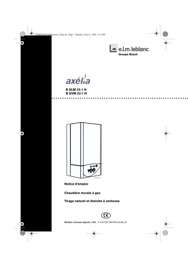 Première page : Notice d'utilisation Elm Leblanc AXELIA BGVM 23-1 HB