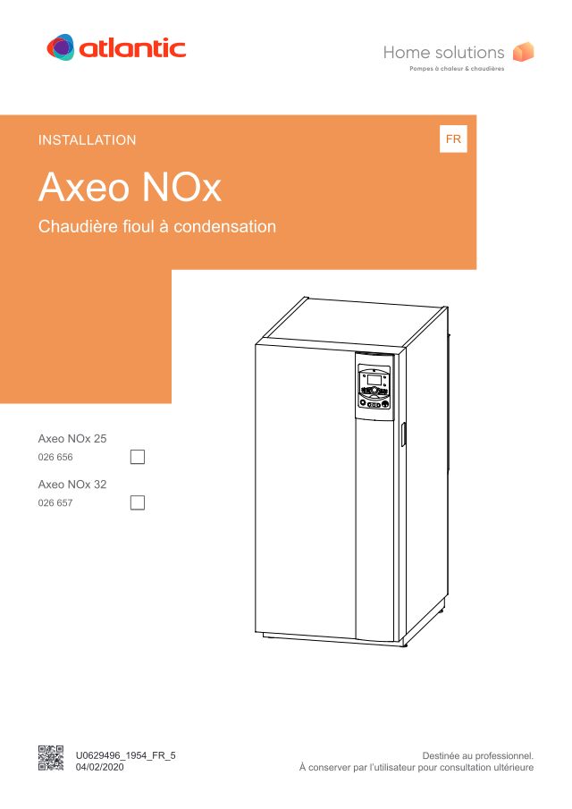 Première page : Notice d'installation Atlantic AXEO NOX 32 FF