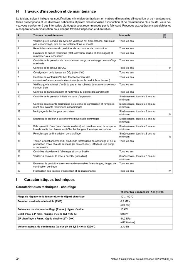 Première page : Notice de maintenance Saunier Duval ThemaPlus Condens 25-A-H
