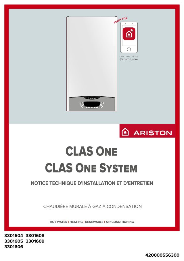 Première page : Notice d'installation Ariston CLAS ONE SYSTEM 25