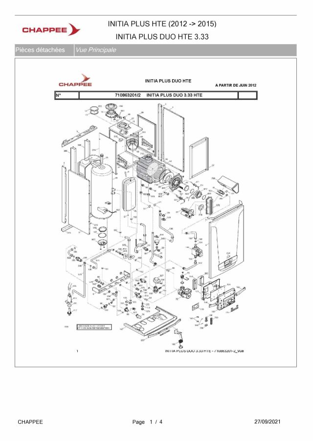 Première page : Pièces détachées Chappee INITIA PLUS DUO 3.33 HTE
