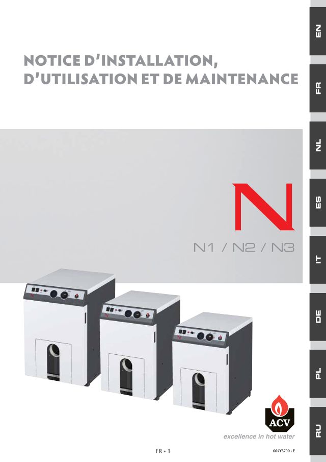 Premiere page : Notice d'installation ACV N2C (01625801)
