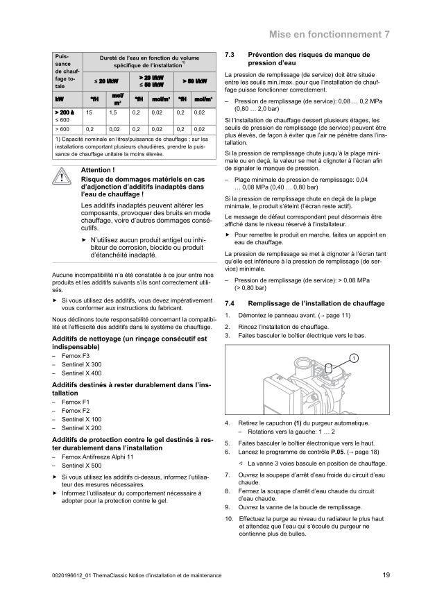 Première page : Notice mise en service Saunier Duval ThemaClassic C 25