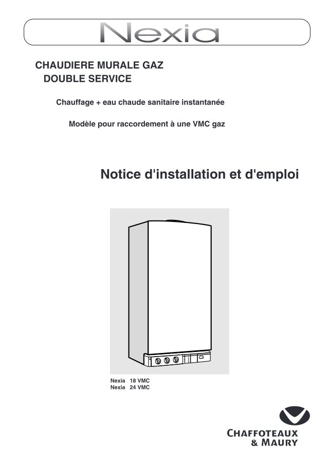 Première page : Notice d'utilisation Chaffoteaux NEXIA 18 VMC N FR