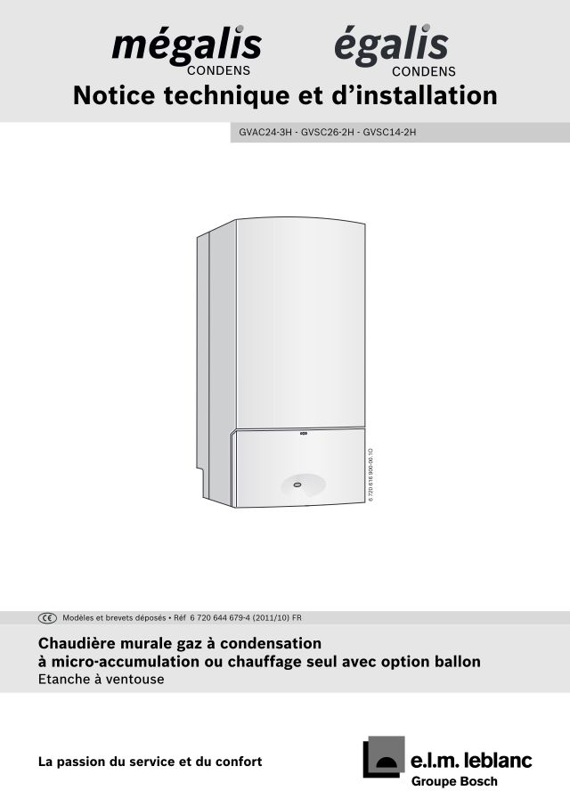 Première page : Notice d'installation Elm Leblanc MEGALIS CONDENS GVSC26-2HB