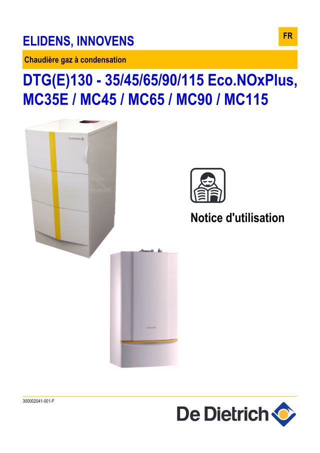 Première page : Notice d'utilisation De Dietrich DTG E 130 - 35 A 115 ECONOX PLUS