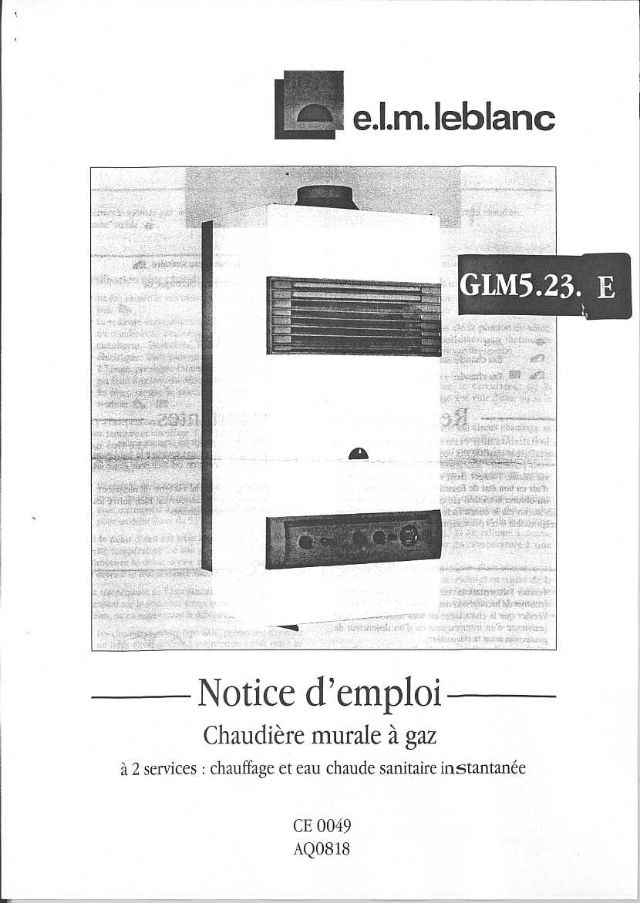 Première page : Notice d'utilisation Elm Leblanc GLM 5 23E BUT