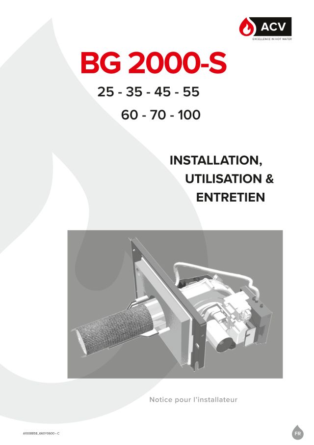 Première page : Notice d'utilisation ACV BG 2000-S/100