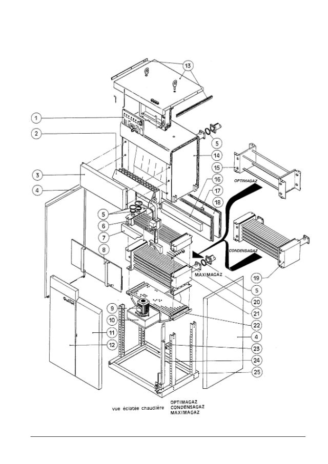 Premiere page : Vue éclatée et pièces détachées Atlantic Solutions Chaufferie MAXIMAGAZ E 407 (20Mb 4B) (040408)