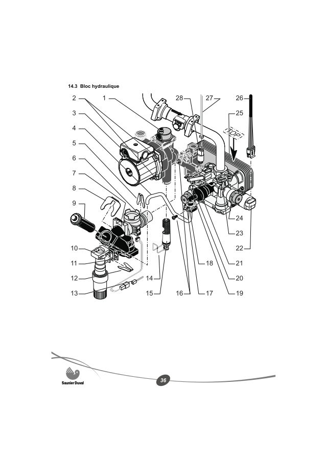 Première page : Schéma hydraulique Saunier Duval THEMAPLUS CONDENS F 30 E