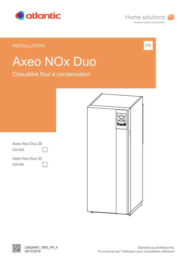 Première page : Notice d'installation Atlantic AXEO NOX DUO 32