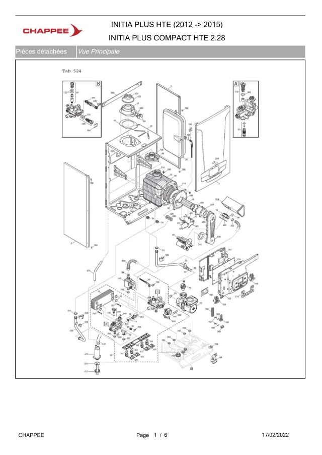 Première page : Pièces détachées Chappee INITIA + COMPACT 2.28 HTE