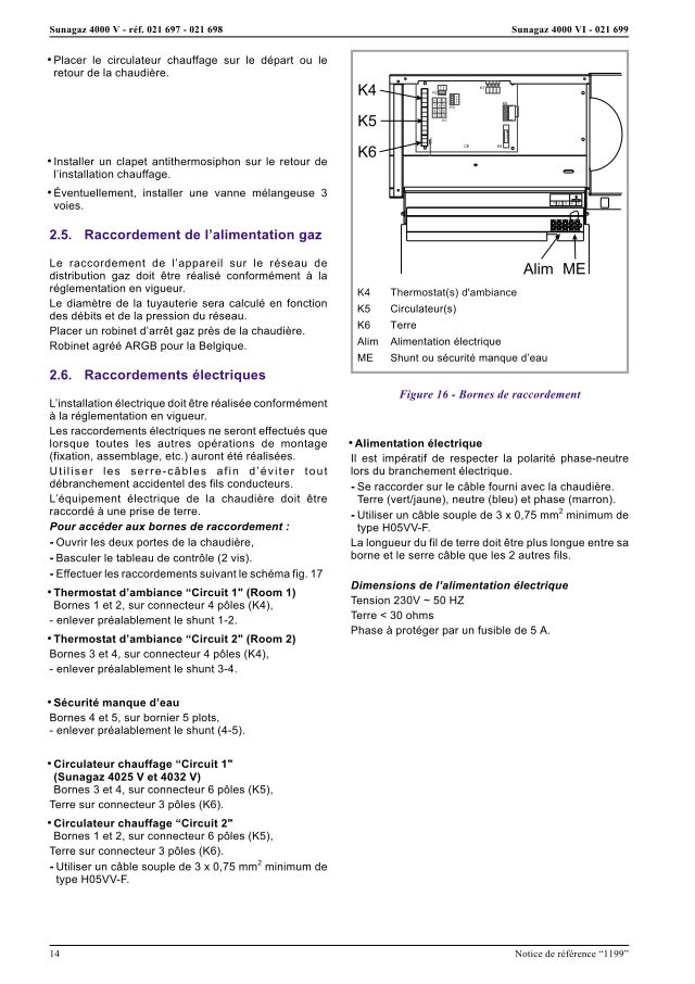 Première page : Schéma électrique Atlantic SUNAGAZ 4032 V
