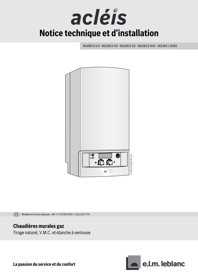 Première page : Notice d'installation Elm Leblanc ACLEIS NGLM23-6H5