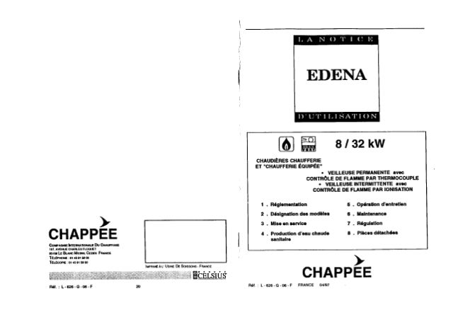 Premiere page : Notice d'utilisation Chappee EDENA 1001 / 16 STM 1993 (12230203 / 12230204)