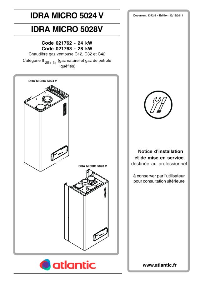Première page : Notice d'installation Atlantic IDRA MICRO 5028 V