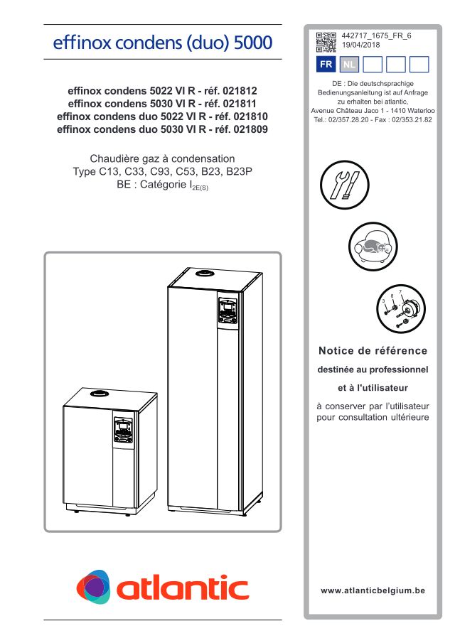 Premiere page : Notice d'installation Atlantic EFFINOX CONDENS Duo 5022 VIR (021810)