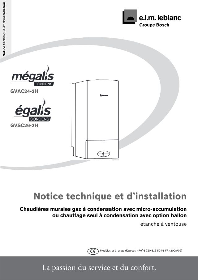 Première page : Notice d'installation Elm Leblanc EGALIS CONDENS GVSC26-2HB