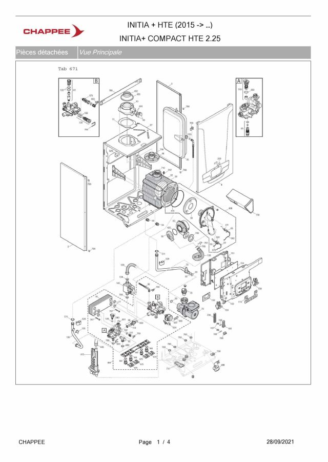 Première page : Pièces détachées Chappee INITIA + COMPACT 2.25 HTE