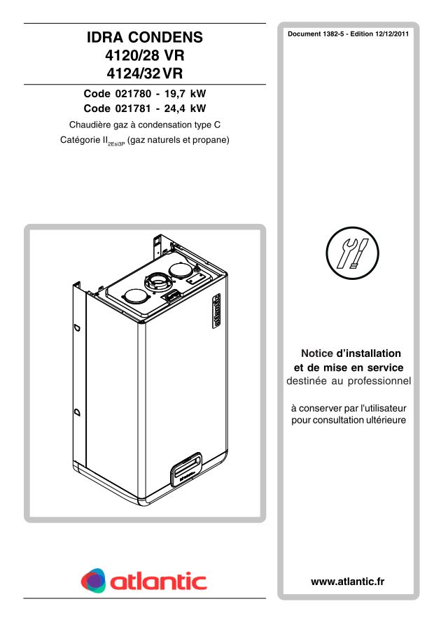 Première page : Notice d'installation Atlantic IDRA CONDENS 4124/32 V R
