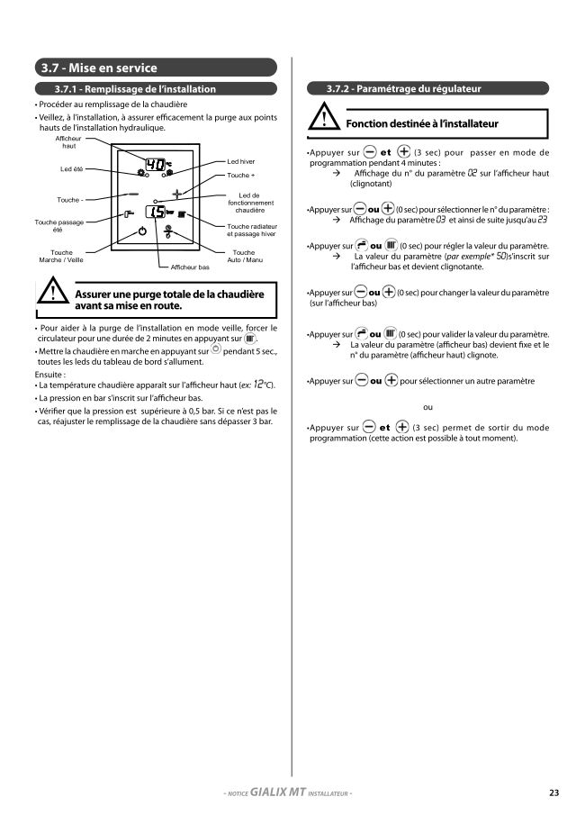Première page : Notice mise en service Auer GIALIX 12 MT Mono