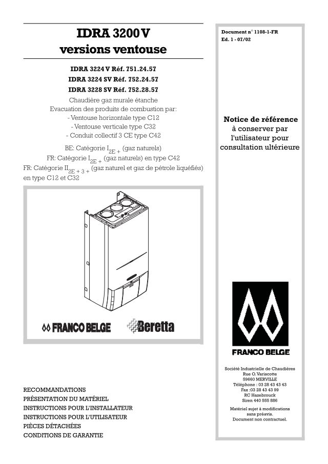 Première page : Notice d'installation Atlantic IDRA 3224SVP