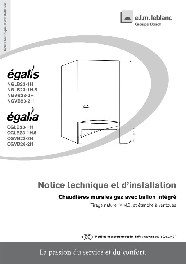 Première page : Notice d'installation Elm Leblanc EGALIA NGVB23-2HN