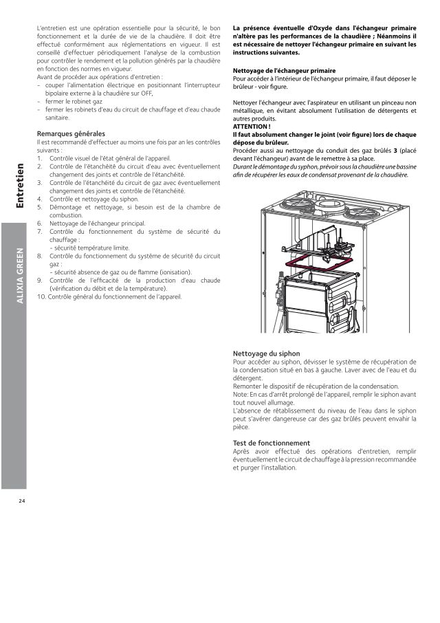 Première page : Notice de maintenance Chaffoteaux ALIXIA GREEN 29