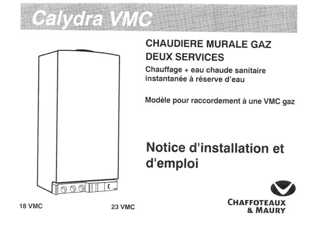 Premiere page : Notice d'installation Chaffoteaux CALYDRA 23 VMC P FR (225226)
