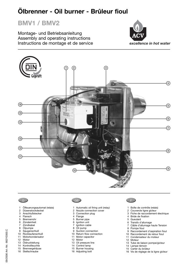 Première page : Notice d'utilisation ACV BMV2