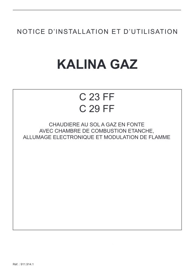 Première page : Notice d'utilisation Chappee KALINA GAZ C23
