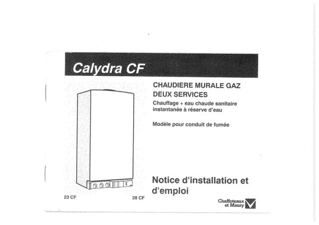 Première page : Notice d'utilisation Chaffoteaux CALYDRA 23 CF N FR