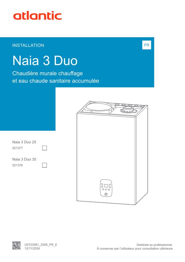 Première page : Notice d'installation Atlantic NAIA 3 MICRO 25