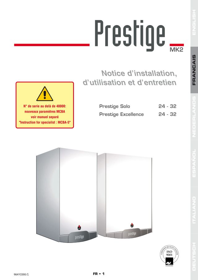 Première page : Notice d'installation ACV Prestige 24 Solo-Excellence MK2