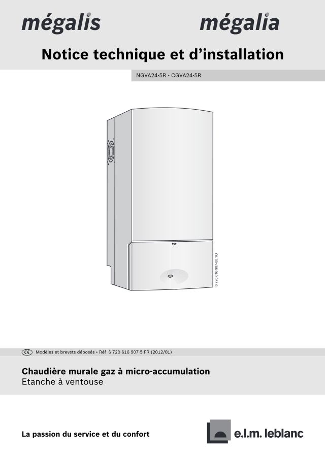 Première page : Notice d'installation Elm Leblanc MEGALIA CGVA24-5RN