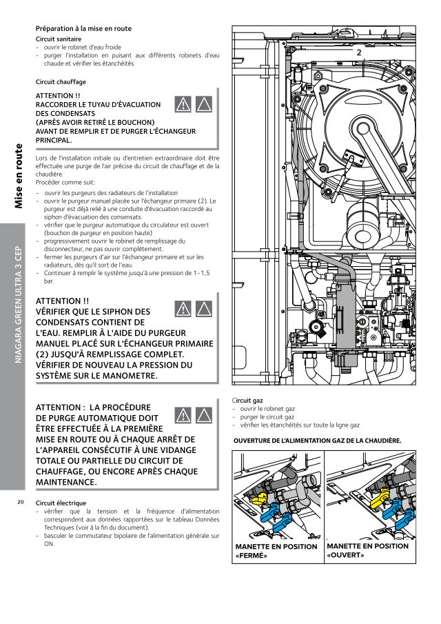 Première page : Notice mise en service Chaffoteaux NIAGARA C GREEN ULTRA 25 3CEP